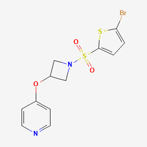 molecular formula C12H11BrN2O3S2 B2396098 4-[1-(5-Bromothiophen-2-yl)sulfonylazetidin-3-yl]oxypyridine CAS No. 2380182-53-4