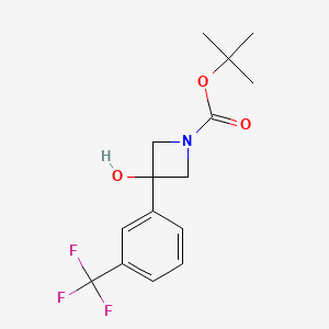 molecular formula C15H18F3NO3 B2396104 Tert-butyl 3-hydroxy-3-[3-(trifluoromethyl)phenyl]azetidine-1-carboxylate CAS No. 1609671-73-9