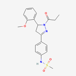 molecular formula C20H23N3O4S B2396105 N-(4-(5-(2-methoxyphenyl)-1-propionyl-4,5-dihydro-1H-pyrazol-3-yl)phenyl)methanesulfonamide CAS No. 852140-92-2