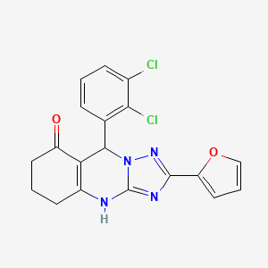 molecular formula C19H14Cl2N4O2 B2396107 9-(2,3-dichlorophenyl)-2-(furan-2-yl)-5,6,7,9-tetrahydro-[1,2,4]triazolo[5,1-b]quinazolin-8(4H)-one CAS No. 538352-16-8