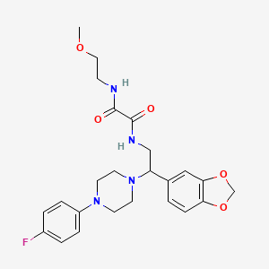molecular formula C24H29FN4O5 B2396111 N1-(2-(benzo[d][1,3]dioxol-5-yl)-2-(4-(4-fluorophenyl)piperazin-1-yl)ethyl)-N2-(2-methoxyethyl)oxalamide CAS No. 896360-79-5