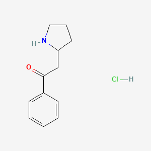molecular formula C12H16ClNO B2396117 1-Phenyl-2-(pyrrolidin-2-yl)ethan-1-one hydrochloride CAS No. 174875-31-1