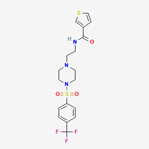 molecular formula C18H20F3N3O3S2 B2396120 N-(2-(4-((4-(trifluoromethyl)phenyl)sulfonyl)piperazin-1-yl)ethyl)thiophene-3-carboxamide CAS No. 1219914-33-6