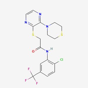 molecular formula C17H16ClF3N4OS2 B2396122 Methyl ({6-[(anilinocarbonyl)amino]-2-phenylquinolin-4-yl}oxy)acetate CAS No. 1116037-95-6