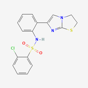 molecular formula C17H14ClN3O2S2 B2396125 2-chloro-N-(2-(2,3-dihydroimidazo[2,1-b]thiazol-6-yl)phenyl)benzenesulfonamide CAS No. 2034617-20-2