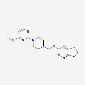 molecular formula C18H23N5O2 B2396141 3-[[1-(4-Methoxypyrimidin-2-yl)piperidin-4-yl]methoxy]-6,7-dihydro-5H-cyclopenta[c]pyridazine CAS No. 2309552-88-1
