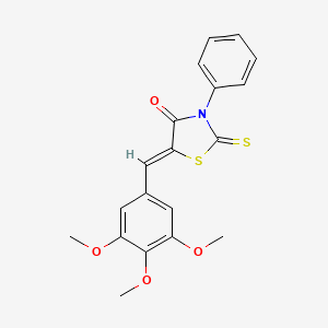 molecular formula C19H17NO4S2 B2396176 (Z)-3-苯基-2-硫代-5-(3,4,5-三甲氧基苄亚基)噻唑烷-4-酮 CAS No. 315682-00-9