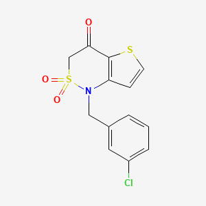 molecular formula C13H10ClNO3S2 B2396182 1-[(3-Chlorophenyl)methyl]-2,2-dioxothieno[3,2-c]thiazin-4-one CAS No. 2309752-84-7