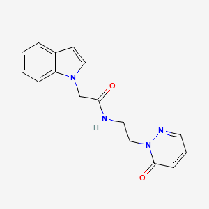 molecular formula C16H16N4O2 B2396185 2-(1H-indol-1-yl)-N-(2-(6-oxopyridazin-1(6H)-yl)ethyl)acetamide CAS No. 1206996-07-7