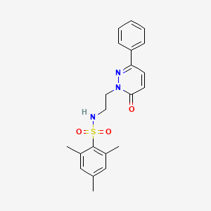 molecular formula C21H23N3O3S B2396186 2,4,6-trimethyl-N-(2-(6-oxo-3-phenylpyridazin-1(6H)-yl)ethyl)benzenesulfonamide CAS No. 921534-18-1