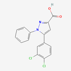 molecular formula C16H10Cl2N2O2 B2396196 5-(3,4-dichlorophenyl)-1-phenyl-1H-pyrazole-3-carboxylic acid CAS No. 477712-30-4