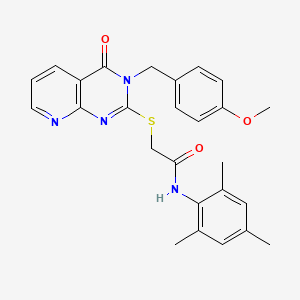 molecular formula C26H26N4O3S B2396200 N-mesityl-2-{[3-(4-methoxybenzyl)-4-oxo-3,4-dihydropyrido[2,3-d]pyrimidin-2-yl]thio}acetamide CAS No. 902912-68-9