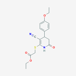 molecular formula C18H20N2O4S B2396213 Ethyl {[3-cyano-4-(4-ethoxyphenyl)-6-oxo-1,4,5,6-tetrahydropyridin-2-yl]sulfanyl}acetate CAS No. 332045-90-6