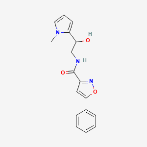 molecular formula C17H17N3O3 B2396277 N-(2-hydroxy-2-(1-methyl-1H-pyrrol-2-yl)ethyl)-5-phenylisoxazole-3-carboxamide CAS No. 1396845-41-2