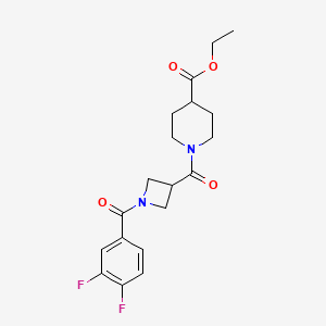 molecular formula C19H22F2N2O4 B2396319 Ethyl 1-[1-(3,4-difluorobenzoyl)azetidine-3-carbonyl]piperidine-4-carboxylate CAS No. 1286728-60-6