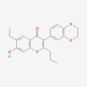 molecular formula C22H22O5 B2396333 3-(2,3-dihydrobenzo[b][1,4]dioxin-6-yl)-6-ethyl-7-hydroxy-2-propyl-4H-chromen-4-one CAS No. 160031-22-1
