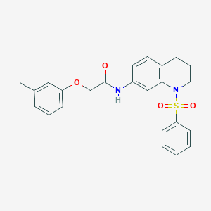 molecular formula C24H24N2O4S B2396335 N-[1-(benzenesulfonyl)-1,2,3,4-tetrahydroquinolin-7-yl]-2-(3-methylphenoxy)acetamide CAS No. 1005301-85-8