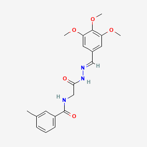 molecular formula C20H23N3O5 B2396363 3-Methyl-N-(2-oxo-2-(2-(3,4,5-trimethoxybenzylidene)hydrazino)ethyl)benzamide CAS No. 391877-71-7