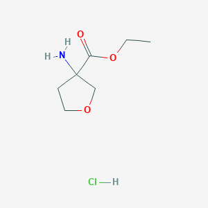molecular formula C7H14ClNO3 B2396410 ethyl3-aminooxolane-3-carboxylatehydrochloride CAS No. 2309448-83-5