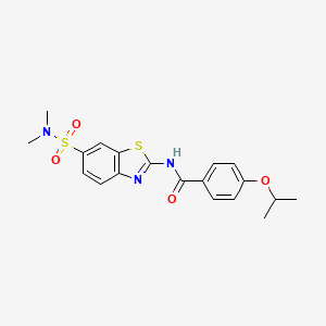 molecular formula C19H21N3O4S2 B2396413 N-(6-(N,N-dimethylsulfamoyl)benzo[d]thiazol-2-yl)-4-isopropoxybenzamide CAS No. 923140-27-6