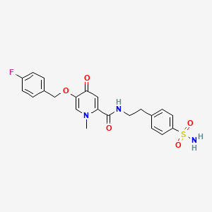 molecular formula C22H22FN3O5S B2396462 5-((4-fluorobenzyl)oxy)-1-methyl-4-oxo-N-(4-sulfamoylphenethyl)-1,4-dihydropyridine-2-carboxamide CAS No. 1021249-15-9