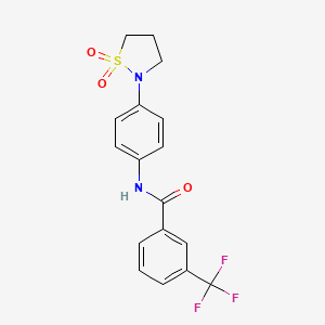 molecular formula C17H15F3N2O3S B2396478 N-[4-(1,1-dioxo-1lambda6,2-thiazolidin-2-yl)phenyl]-3-(trifluoromethyl)benzamide CAS No. 946337-76-4
