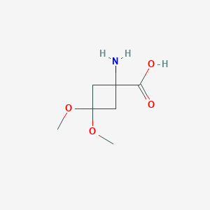 molecular formula C7H13NO4 B2396498 1-Amino-3,3-dimethoxycyclobutane-1-carboxylic acid CAS No. 2490432-77-2
