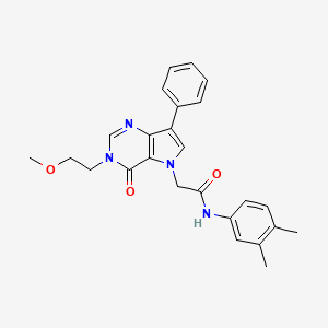 molecular formula C25H26N4O3 B2396541 N-(3,4-dimethylphenyl)-2-[3-(2-methoxyethyl)-4-oxo-7-phenyl-3,4-dihydro-5H-pyrrolo[3,2-d]pyrimidin-5-yl]acetamide CAS No. 1251580-65-0