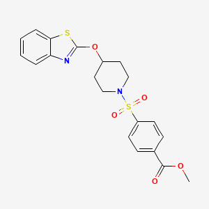 molecular formula C20H20N2O5S2 B2396581 Methyl 4-((4-(benzo[d]thiazol-2-yloxy)piperidin-1-yl)sulfonyl)benzoate CAS No. 1251686-25-5