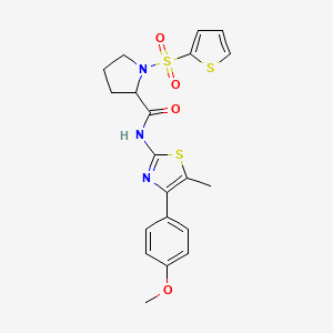 molecular formula C20H21N3O4S3 B2396617 N-[4-(4-methoxyphenyl)-5-methyl-1,3-thiazol-2-yl]-1-thiophen-2-ylsulfonylpyrrolidine-2-carboxamide CAS No. 1097638-86-2