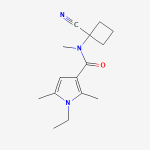 molecular formula C15H21N3O B2396619 N-(1-Cyanocyclobutyl)-1-ethyl-N,2,5-trimethylpyrrole-3-carboxamide CAS No. 1444300-24-6