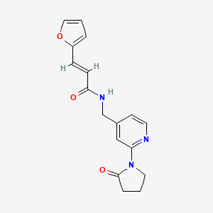 molecular formula C17H17N3O3 B2396628 (E)-3-(furan-2-yl)-N-((2-(2-oxopyrrolidin-1-yl)pyridin-4-yl)methyl)acrylamide CAS No. 2035001-08-0