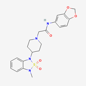 molecular formula C21H24N4O5S B2396636 N-(benzo[d][1,3]dioxol-5-yl)-2-(4-(3-methyl-2,2-dioxidobenzo[c][1,2,5]thiadiazol-1(3H)-yl)piperidin-1-yl)acetamide CAS No. 2034510-40-0