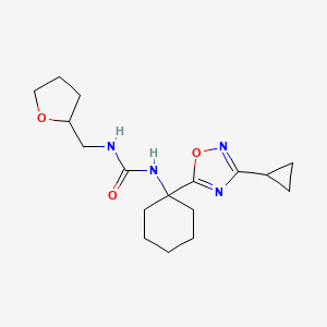 molecular formula C17H26N4O3 B2396653 1-(1-(3-Cyclopropyl-1,2,4-oxadiazol-5-yl)cyclohexyl)-3-((tetrahydrofuran-2-yl)methyl)urea CAS No. 1396860-14-2