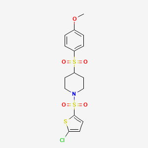 molecular formula C16H18ClNO5S3 B2396667 1-((5-Chlorothiophen-2-yl)sulfonyl)-4-((4-methoxyphenyl)sulfonyl)piperidine CAS No. 1448136-12-6