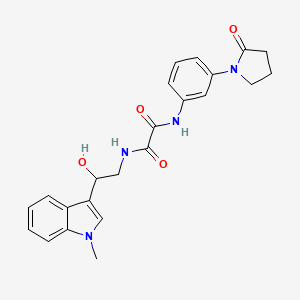molecular formula C23H24N4O4 B2396670 N1-(2-hydroxy-2-(1-methyl-1H-indol-3-yl)ethyl)-N2-(3-(2-oxopyrrolidin-1-yl)phenyl)oxalamide CAS No. 1448129-35-8