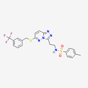 B2396705 4-methyl-N-(2-(6-((3-(trifluoromethyl)benzyl)thio)-[1,2,4]triazolo[4,3-b]pyridazin-3-yl)ethyl)benzenesulfonamide CAS No. 872998-30-6