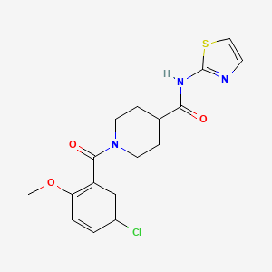 molecular formula C17H18ClN3O3S B2396717 1-(5-chloro-2-methoxybenzoyl)-N-(1,3-thiazol-2-yl)piperidine-4-carboxamide CAS No. 1235620-78-6