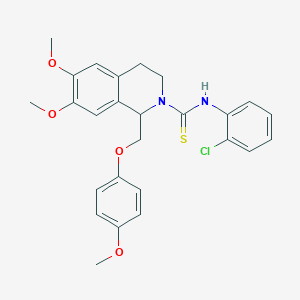 molecular formula C26H27ClN2O4S B2396724 N-(2-chlorophenyl)-6,7-dimethoxy-1-((4-methoxyphenoxy)methyl)-3,4-dihydroisoquinoline-2(1H)-carbothioamide CAS No. 501352-67-6