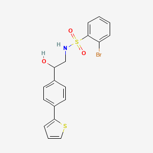 molecular formula C18H16BrNO3S2 B2396731 2-Bromo-N-[2-hydroxy-2-(4-thiophen-2-ylphenyl)ethyl]benzenesulfonamide CAS No. 2380190-29-2