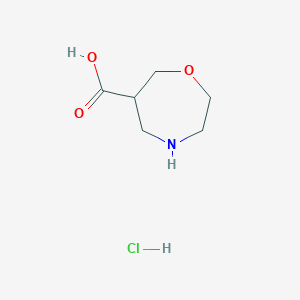 molecular formula C6H12ClNO3 B2396746 1,4-Oxazepane-6-carboxylic acid hydrochloride CAS No. 1909326-46-0