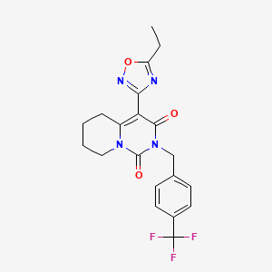 molecular formula C20H19F3N4O3 B2396755 4-(5-ethyl-1,2,4-oxadiazol-3-yl)-2-{[4-(trifluoromethyl)phenyl]methyl}-1H,2H,3H,5H,6H,7H,8H-pyrido[1,2-c]pyrimidine-1,3-dione CAS No. 1775553-79-1