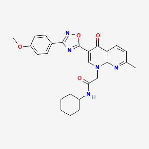 molecular formula C26H27N5O4 B2396756 N-cyclohexyl-2-{3-[3-(4-methoxyphenyl)-1,2,4-oxadiazol-5-yl]-7-methyl-4-oxo-1,4-dihydro-1,8-naphthyridin-1-yl}acetamide CAS No. 1113119-67-7