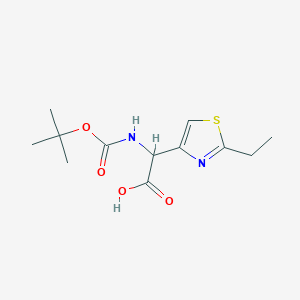 molecular formula C12H18N2O4S B2396762 2-{[(Tert-butoxy)carbonyl]amino}-2-(2-ethyl-1,3-thiazol-4-yl)acetic acid CAS No. 438252-51-8
