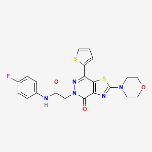 molecular formula C21H18FN5O3S2 B2396770 N-(4-fluorophenyl)-2-(2-morpholino-4-oxo-7-(thiophen-2-yl)thiazolo[4,5-d]pyridazin-5(4H)-yl)acetamide CAS No. 1021045-12-4