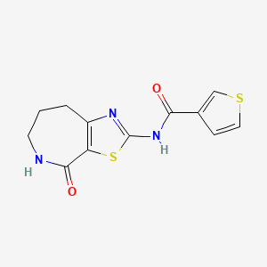 molecular formula C12H11N3O2S2 B2396788 N-(4-oxo-5,6,7,8-tetrahydro-4H-thiazolo[5,4-c]azepin-2-yl)thiophene-3-carboxamide CAS No. 1797721-34-6