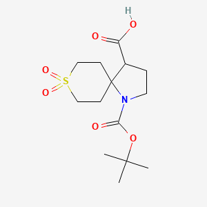 molecular formula C14H23NO6S B2396819 1-[(2-Methylpropan-2-yl)oxycarbonyl]-8,8-dioxo-8lambda6-thia-1-azaspiro[4.5]decane-4-carboxylic acid CAS No. 2377036-18-3