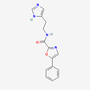 molecular formula C15H14N4O2 B2396821 N-(2-(1H-imidazol-4-yl)ethyl)-5-phenyloxazole-2-carboxamide CAS No. 1798538-75-6