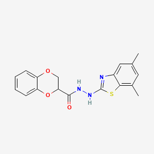 molecular formula C18H17N3O3S B2396822 N'-(5,7-dimethyl-1,3-benzothiazol-2-yl)-2,3-dihydro-1,4-benzodioxine-2-carbohydrazide CAS No. 851987-67-2