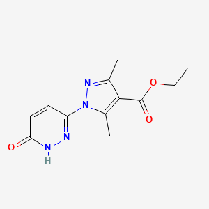 molecular formula C12H14N4O3 B2396882 ethyl 1-(6-hydroxy-3-pyridazinyl)-3,5-dimethyl-1H-pyrazole-4-carboxylate CAS No. 956545-63-4